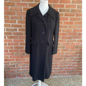 Vtg Black Cashmere Lorendale Coat Women Knee to Midi Length